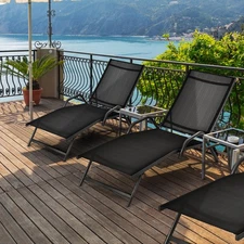 Set of 2 Outdoor Chaise Lounge Chairs 5-Position Adjustable Recliners for Patio