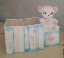 SALE Vintage Baby Replo JAPAN Planter Teddy Bear Sitting On A Block