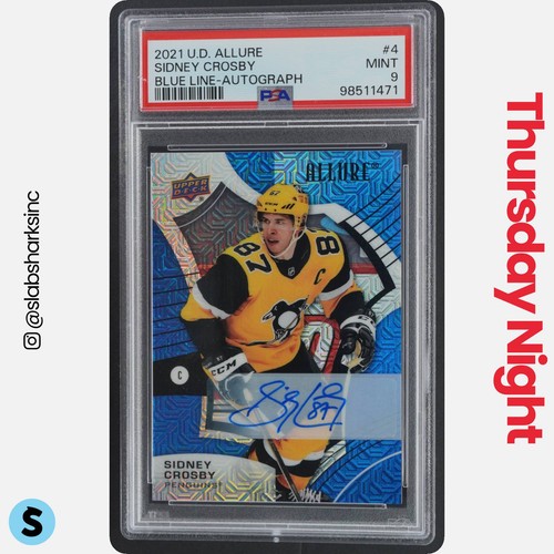 2021 UPPER DECK ALLURE #4 SIDNEY CROSBY AUTO BLUE LINE /35 PSA 9