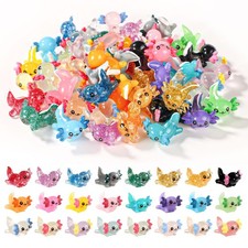 24pcs Mini Resin Axolotl, 3 Styles Tiny 2.45 x 2.25 x 1.5 cm, Multicolor