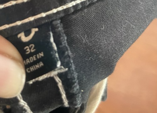 TRUE RELIGION Men's 32 Black White Stitch Cargo Pants Snap Pockets - Picture 4 of 4