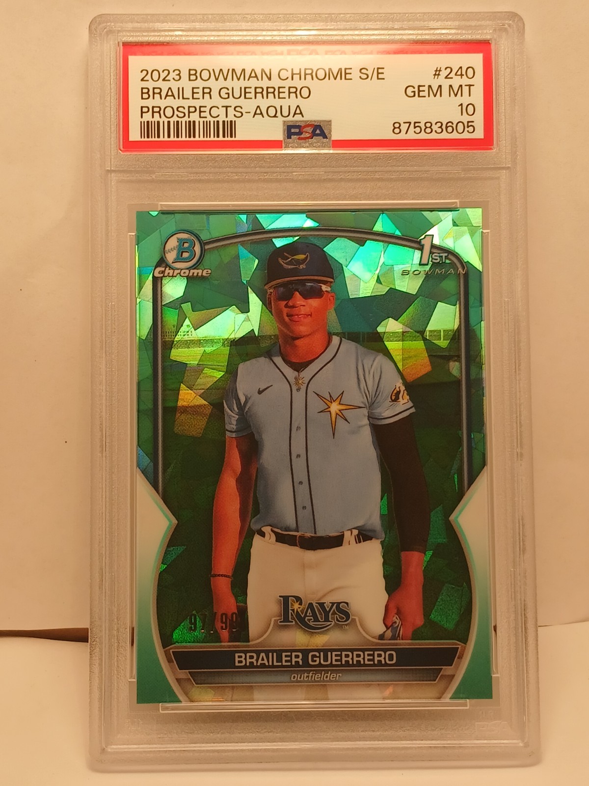 2023 Bowman Chrome Sapphire BRAILER GUERRERO AQUA /99 PSA 10 1st Bowman #BCP-240