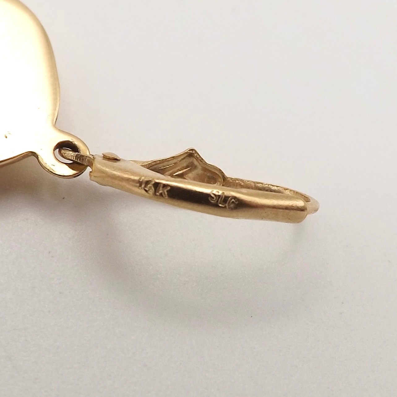 Solid 14k Gold Dangle Leverback Earrings Diamond … - image 3