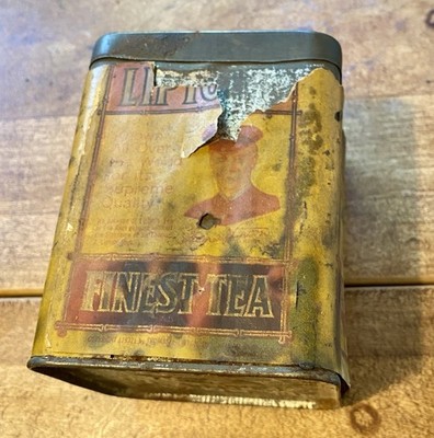 Vintage Lipton Tea Tin 1939 Planter Ceylon Metal Canister Partial paper label