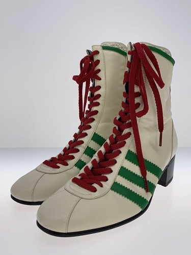 Herren GUCCI GUCCI 3 Streifen Seitenreißverschluss Kurz Leder Stiefel UK6 WHT Leder 714871 - Bild 2 von 5