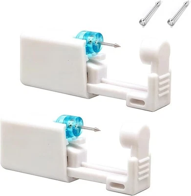 AMOTORFLY 2 Stück Einweg Nasenpiercing Stecher Set, Steriles Nasenpiercing Set Werkzeug