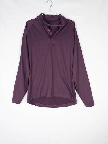 Holderness and Bourne Polo Shirt Mens Burgundy M Burgundy Long Sleeve Solid