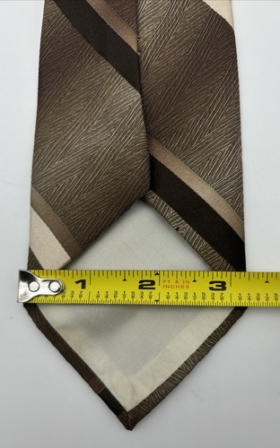 VTG Wembley Wemsilk 57” Neck Tie Brown Diagonal Striped Blended Fabric Silk - Picture 3 of 7