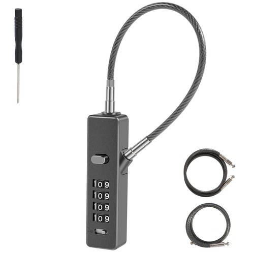 Cable Combination Lock Zinc Alloy 4-Digit Cable Rope Password Lock with 3 pavvg - Picture 7 of 11