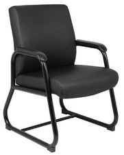 Boss Office Products Caressoft Executive Guest Chair with Sled Base in Black