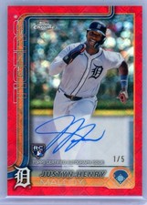 2025 Topps Chrome Logofractor Justyn-Henry Malloy Rookie Auto Red Refractor #1/5