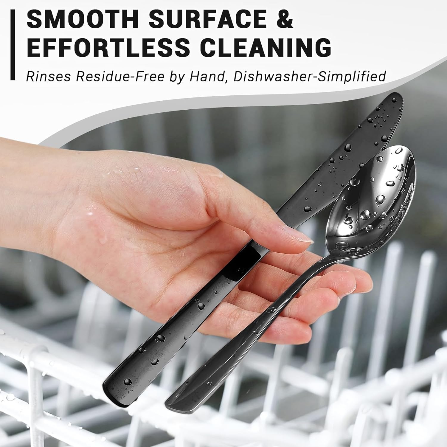 Modern 48-Piece Mirror Polished Flatware Set with Steak Knives - Dishwasher Safe