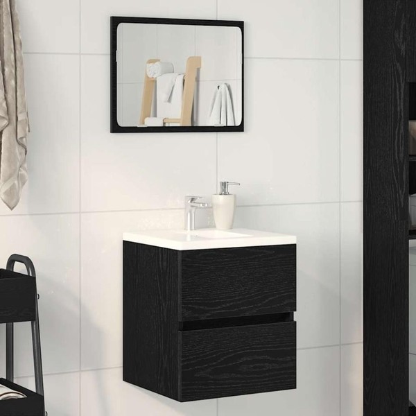 Waschbeckenunterschrank Eiche Schwarz 41X38,5X45 Cm Holzwerkstoff-image