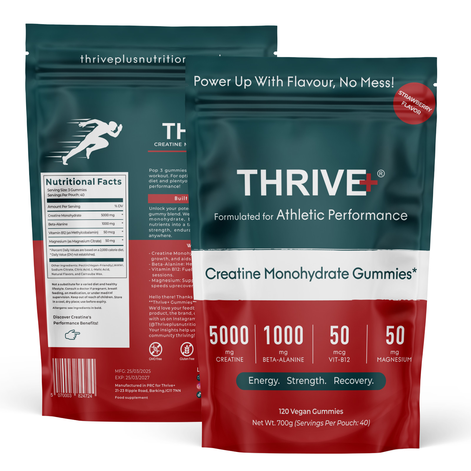 Creatine Gummies 5000mg, B12 , Magnesium & Beta Alanine THRIVE+ HALAL
