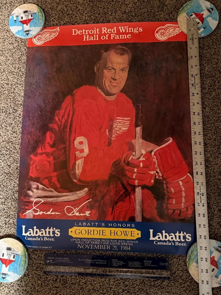 Gordie Howe Detroit Red Wings Mr . Hockey Labatt's Beer poster Unused condition - Image 4 of 4