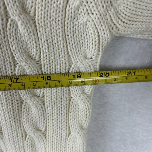 VTG J Crew Fisherman Sweater Mens Small Cream Oarsman 100% Cotton Cable Knit 90s - Picture 5 of 8