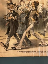 1886 PUCK Chromolithograph Washington’s Bday Bloody Shirt State Political Satire