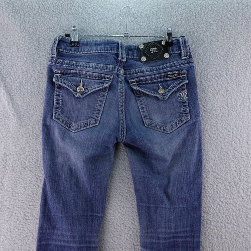 Miss Me Mid Rise Bootcut Jeans Embellished Pockets Flap Size 27 Y2K - Picture 1 of 8