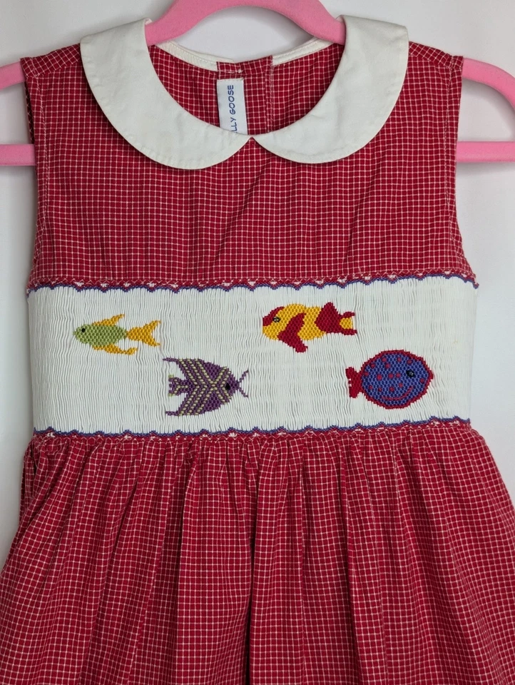 Vestido Silly Goose Niñas Rojo y Pescado Manga Elástica Talla 5 Foto 4 de 4