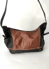 The Sak Women's 2 Tone Brown PEBBLED Leather Handbag HOBO Shoulder Purse