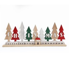Wooden Advent Calendar Xmas Tree Sliding Christmas Decoration Ornament 44cm