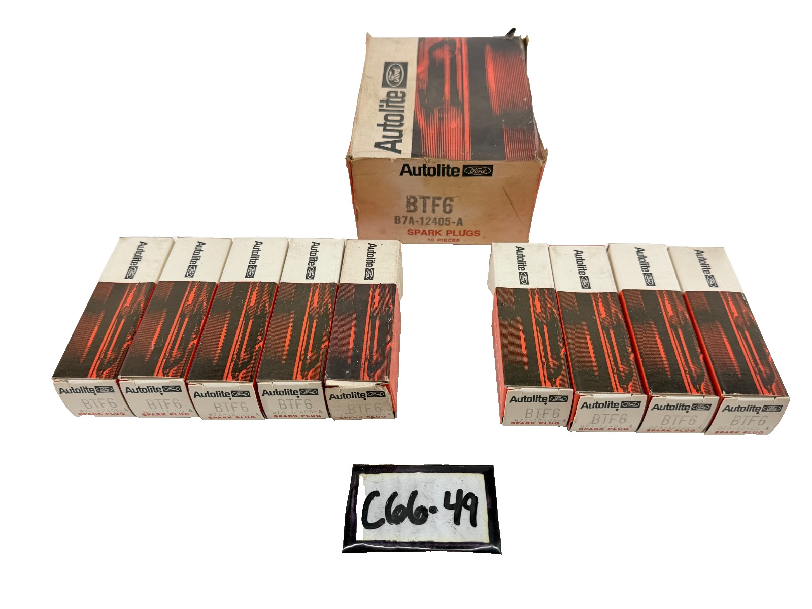 NOS 1957 FORD Thunderbird Spark Plugs FoMoCo Autolite BTF6 B7A-12405-A C66-50