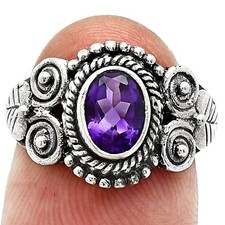 Natural African Amethyst 925 Sterling Silver Ring s.7 Jewelry R-1280