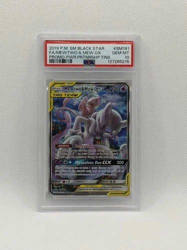 2019 POKEMON SM BLACK STAR PROMO #SM191 FULL ART/MEWTWO & MEW GX PSA 10