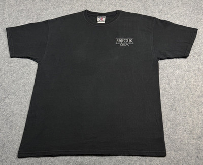 Vintage Y2K FAROUK Systems USA Houston Tx STAFF Large Black Employee Shirt Hair