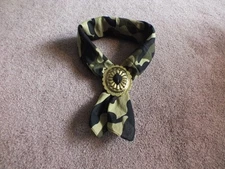 Upcycled Repurposed Bandana Necklace & Scarf Concho Slide Camo