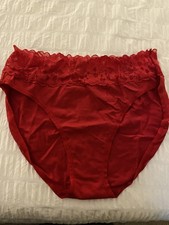 NEW Victoria Secret High Leg Brief Stretch Cotton Modal Large Lace-Waist RED