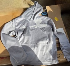 Under Armour Youth ColdGear Hoodie Gray YLG Loose Fit Pullover