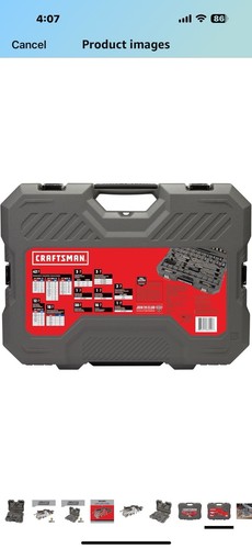 CRAFTSMAN OVERDRIVE 121-Piece Gunmetal Chrome Mechanics Tool Set, - Picture 8 of 9