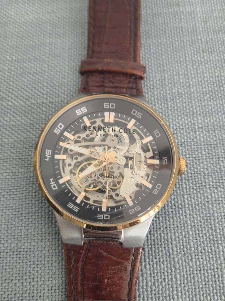 Kenneth Cole New York Men's Skeleton Automatic Watch Leather Strap - Image 3 of 4