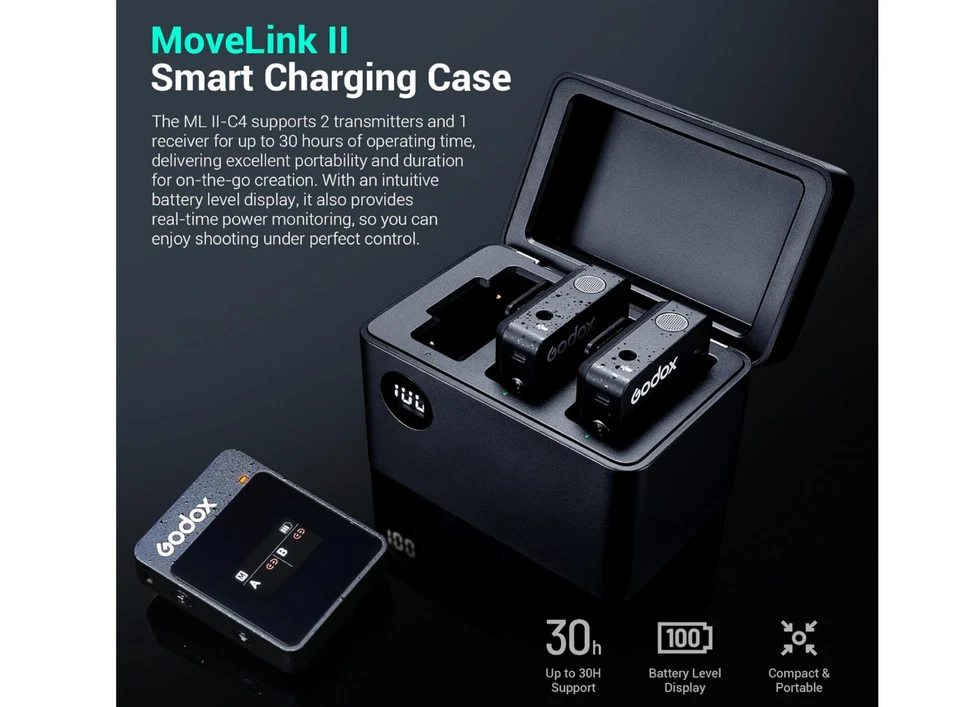 GODOX ML II-C4 MoveLink II Smart Charging Case, Buit-in Battery Charging Case Mo - Image 4 of 4