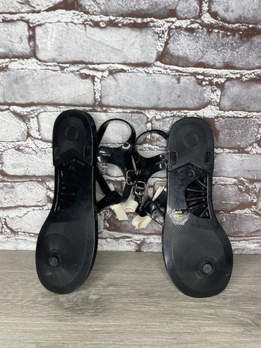 Kate Spade Bennett Black White Bow Jelly Rubber Flat Sandals Women Sz 9M US/40EU - Picture 17 of 21