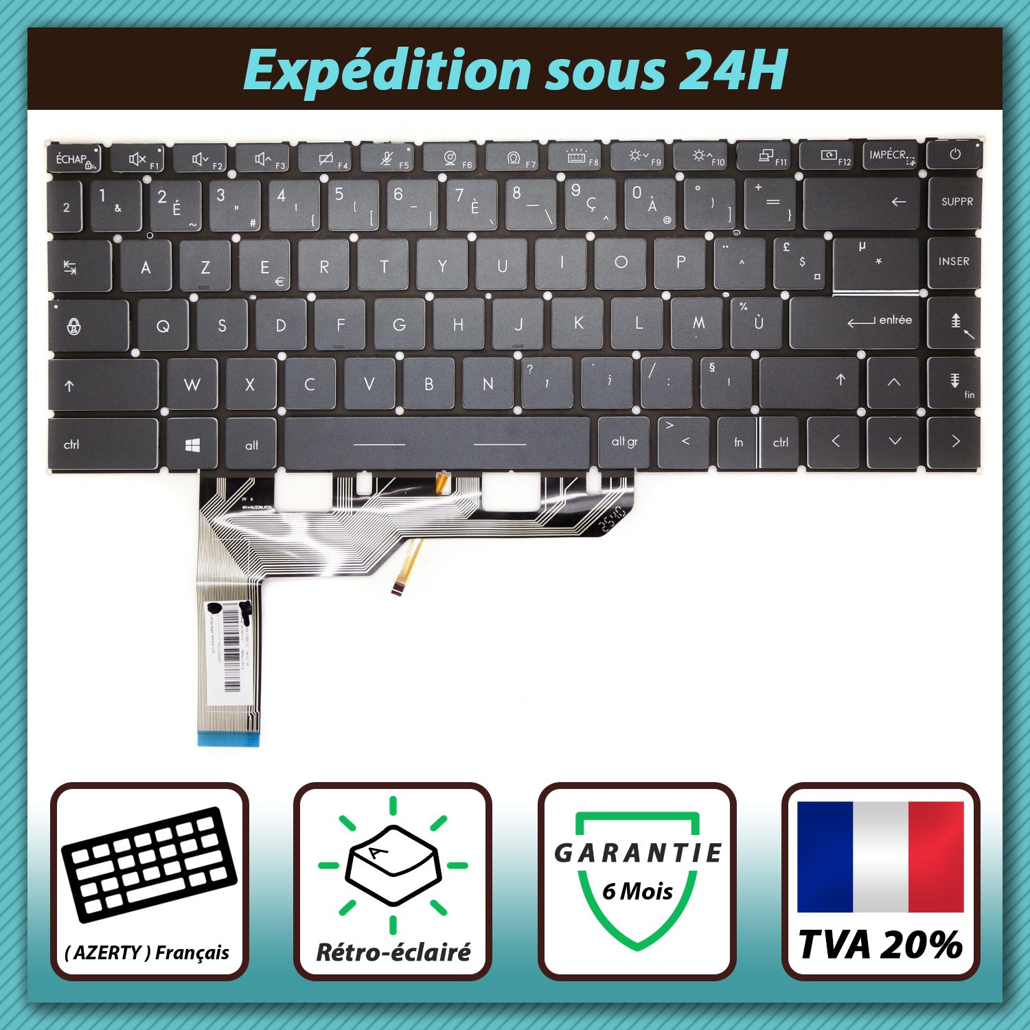 Clavier AZERTY MSI Modern 14 B4M B4MW B5M pour le télétravail et les cours à distance