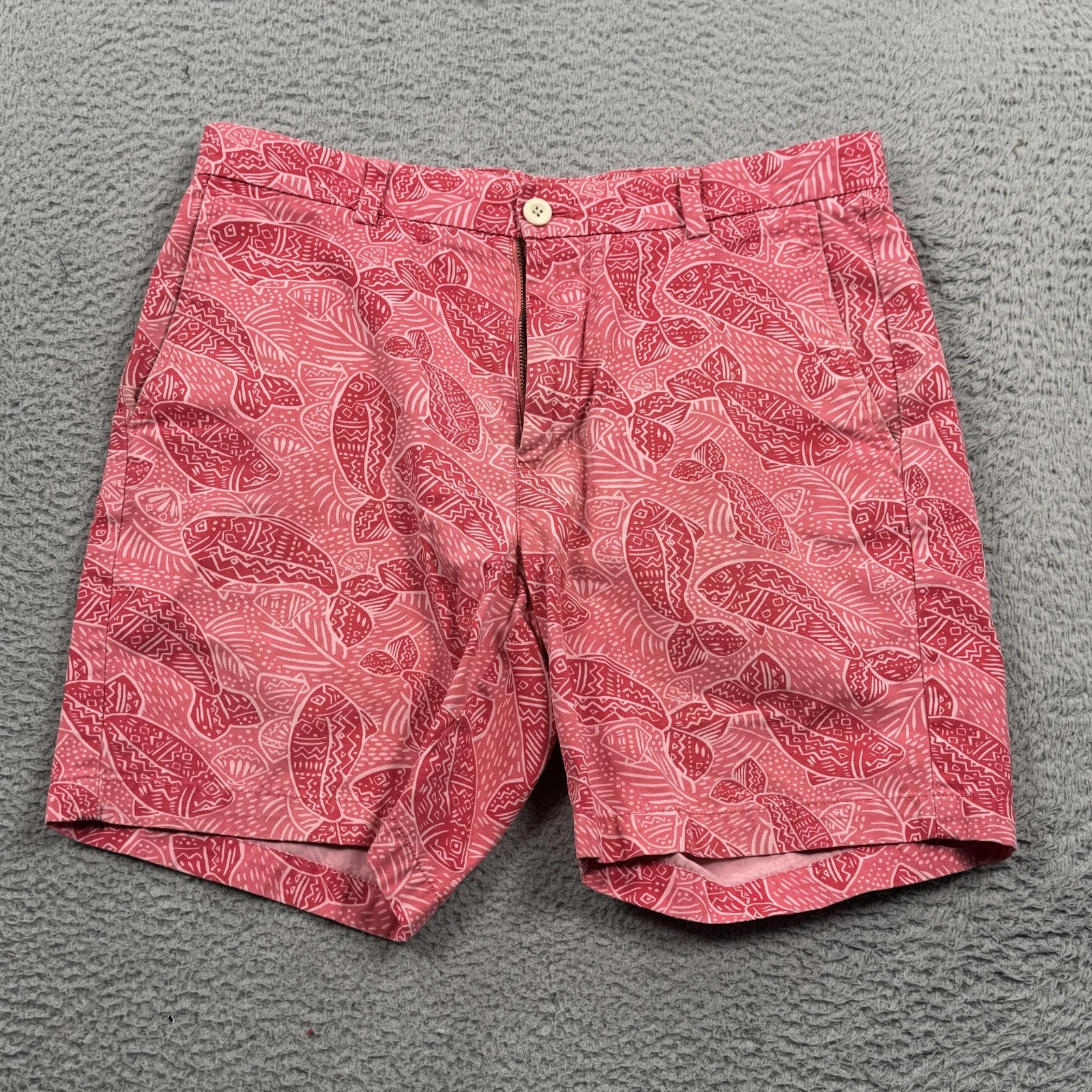 Vineyard Vines Shorts Mens 32 Pink Fish Print Classic Summer Cotton Casual