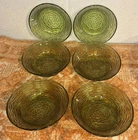 VTG Anchor Hocking Soreno Avocado Green Salad Bowls - Set of 6 Textured Glass