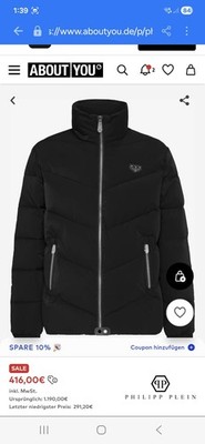 Philipp Plein Puffer Jacket Black New with Tags