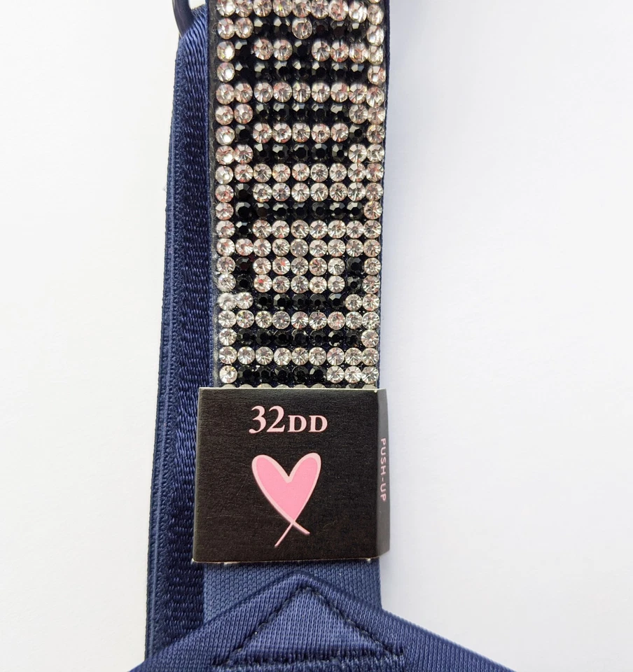 Sujetador Victoria's Secret VS Muy Sexy Azul 32DD Push-Up Estrás Rayas Foto 4 de 4