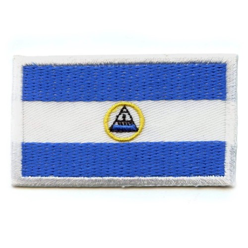 Nicaragua Country Flag Patch Travel Central America Embroidered Iron On - Picture 1 of 2