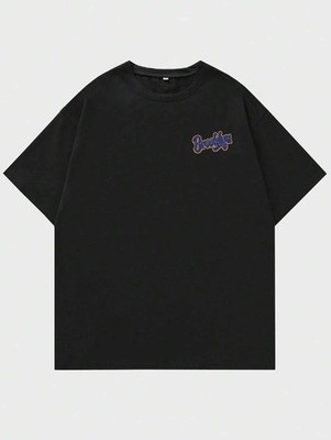 Street Life Guys Letter & Cartoon Graphic Tee   Casual Short Sleeve Streetwear