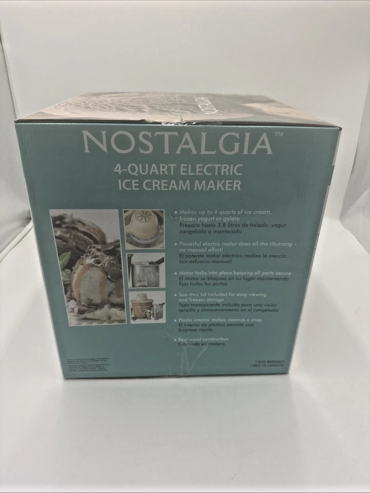 Nostalgia Electrics cubo de madera de 4 cuartos de galón heladera yogur congelado Foto 3 de 4