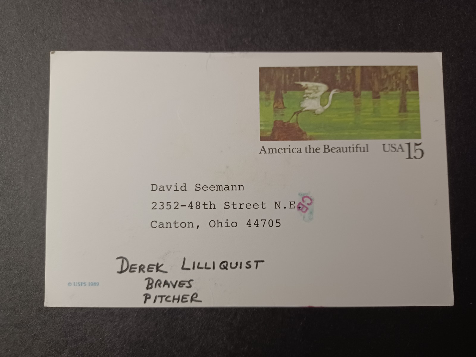 Derek Lilliquist Signed Government Postcard GPC - Braves, Padres, Indians, Reds