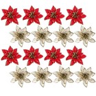 24pcs Weihnachtsglitterblumen Dekorative künstliche Weihnachtskranzblumen