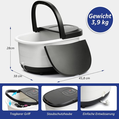 Fussmassagegerät mit Automatischer Massage Und Heizung, Fußbad Massagegerät Elek - Bild 6 von 6
