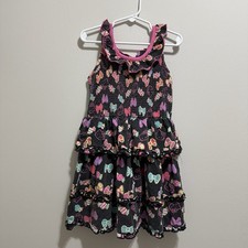 Hello Kitty Girls Fit Flare Bow Print Sleeveless Dress 6 Black Multicolor