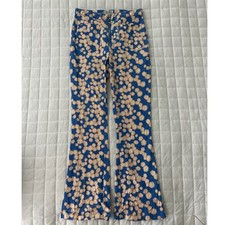 URBAN OUTFITTERS Womens Pants 6 Blue Floral Cass Flare Retro Mod Spring Preppy