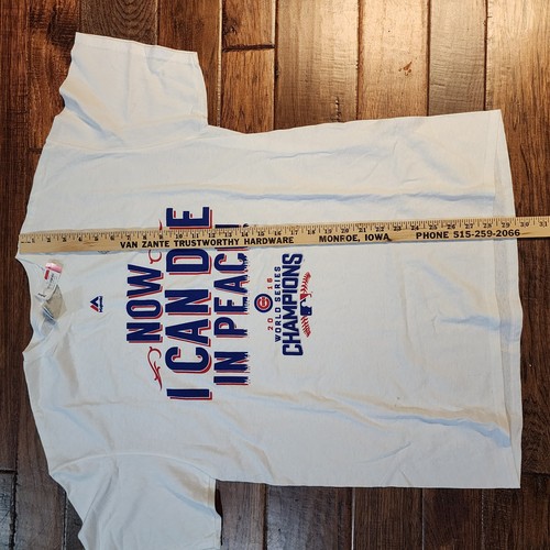 Camiseta Campeón Serie Mundial 2016 Cachorros Majestic Delta Grande Nueva Con Etiquetas Ahora Puede Morir Paz - Imagen 6 de 10